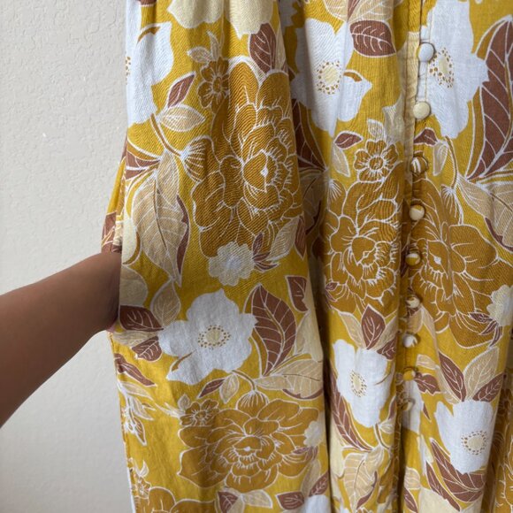 Abercrombie & Fitch XL Linen Blend Boho Floral Print Button Front Maxi Dress - Picture 11 of 11